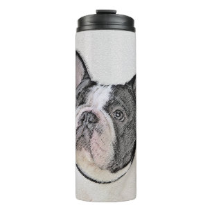 Französischer Bulldog (Brindle Pied) Malerei - Hun Thermosbecher