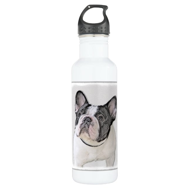Französischer Bulldog (Brindle Pied) Malerei - Hun Trinkflasche (Vorderseite)