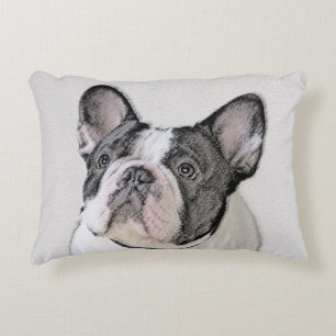 Französischer Bulldog (Brindle Pied) Malerei - Hun Zierkissen