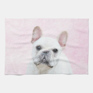 Französischer Bulldog (Cream/White) Malerei - Hun Geschirrtuch