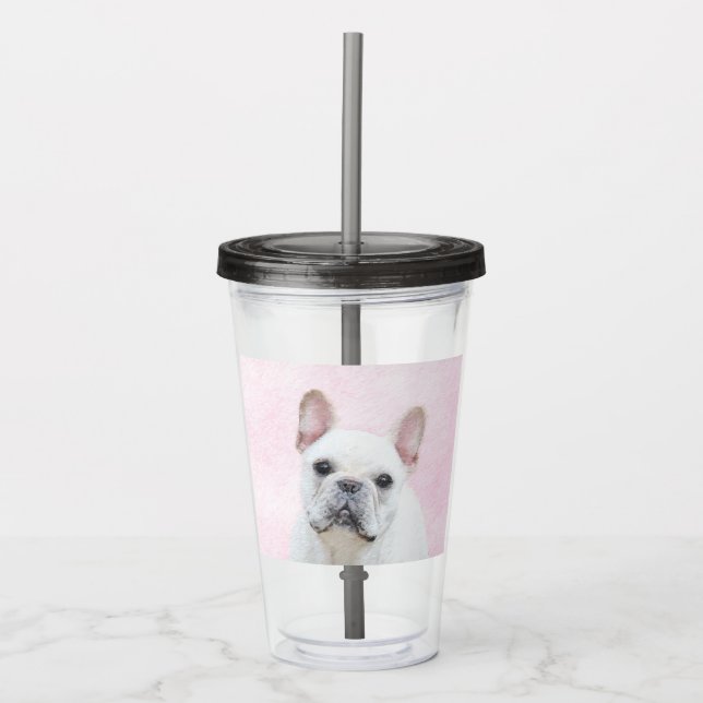 Französischer Bulldog (Cream/White) Malerei - Hund Acryltrinkbecher (Vorderseite)