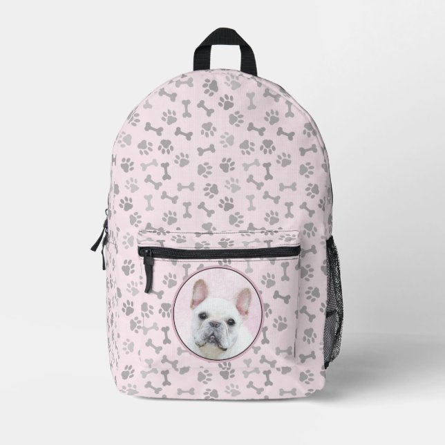 Französischer Bulldog (Cream/White) Malerei - Hund Bedruckter Rucksack (Vorderseite)