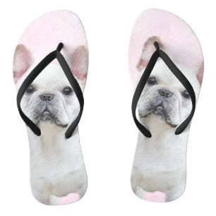 Französischer Bulldog (Cream/White) Malerei - Hund Flip Flops