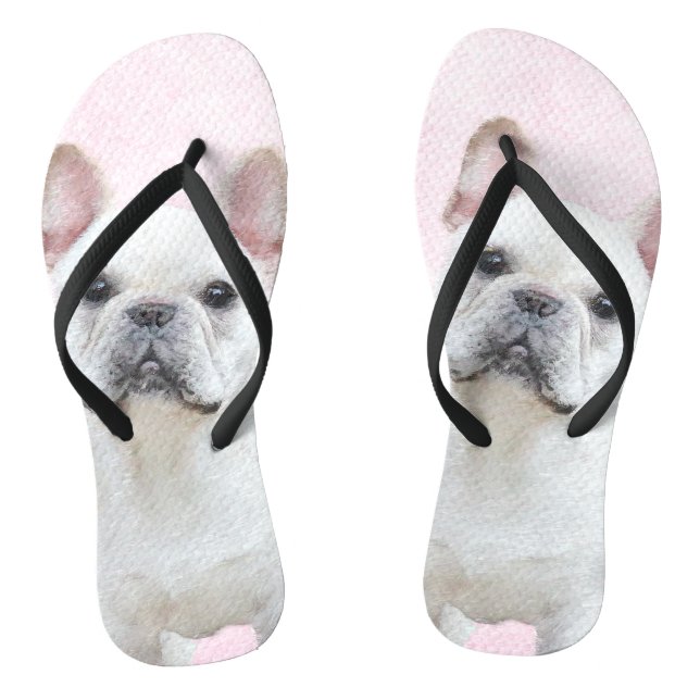 Französischer Bulldog (Cream/White) Malerei - Hund Flip Flops (Fußbett)