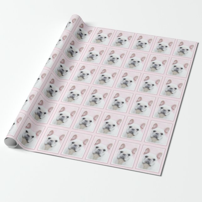 Französischer Bulldog (Cream/White) Malerei - Hund Geschenkpapier (Ungerollt)