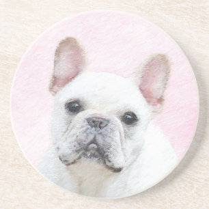 Französischer Bulldog (Cream/White) Malerei - Hund Getränkeuntersetzer