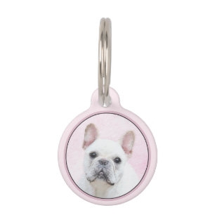 Französischer Bulldog (Cream/White) Malerei - Hund Haustiermarke