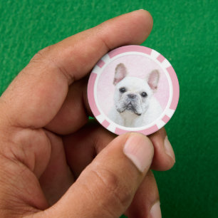 Französischer Bulldog (Cream/White) Malerei - Hund Pokerchips