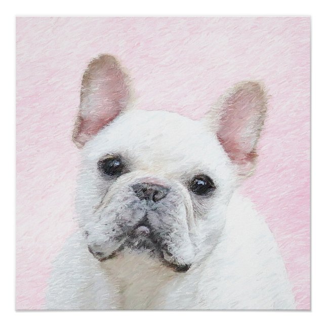 Französischer Bulldog (Cream/White) Malerei - Hund Poster (Vorderseite)