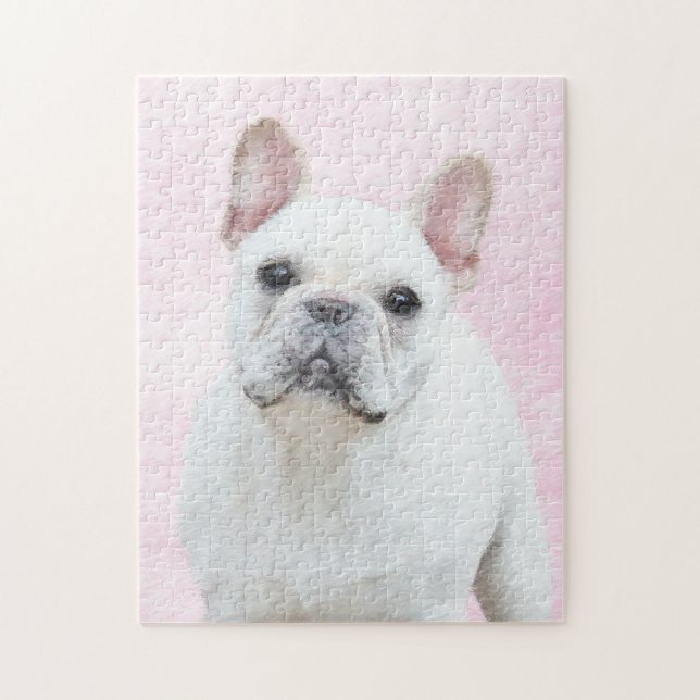 Französischer Bulldog (Cream/White) Malerei - Hund Puzzle (Vertikal)