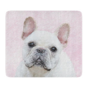 Französischer Bulldog (Cream/White) Malerei - Hund Schneidebrett