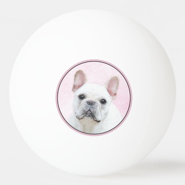 Französischer Bulldog (Cream/White) Malerei - Hund Tischtennisball (Vorderseite)