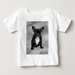 Französischer Bulldog, der Aquarellfarben-Ölgemäld Baby T-shirt