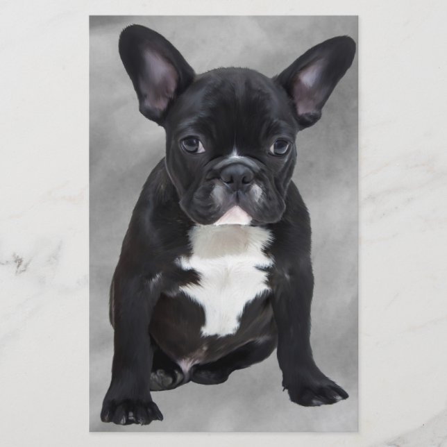 Französischer Bulldog, der Aquarellfarben-Ölgemäld Briefpapier (Vorderseite)