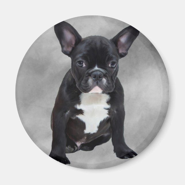 Französischer Bulldog, der Aquarellfarben-Ölgemäld Magnet (Vorne)