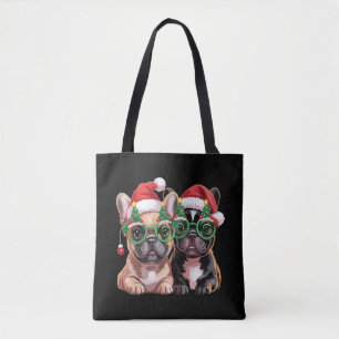 Französischer Bulldog, der Weihnachtsbaumbrillen t