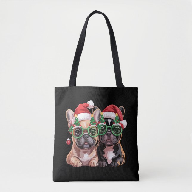 Französischer Bulldog, der Weihnachtsbaumbrillen t (Vorderseite)