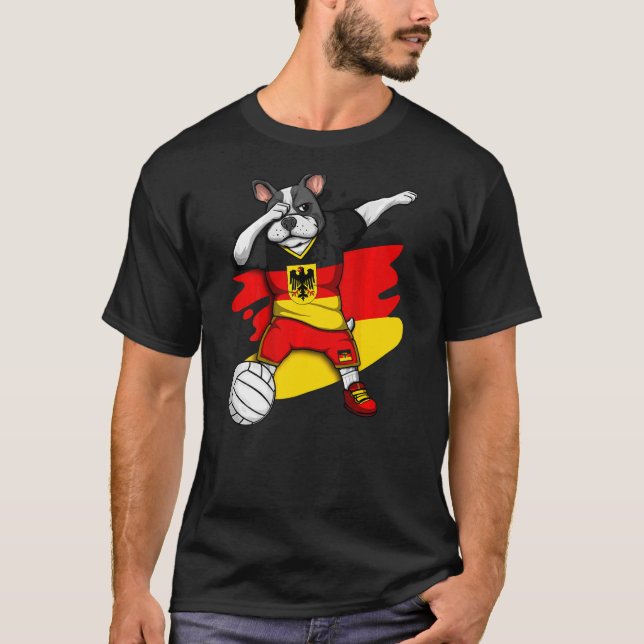 Französischer Bulldog Deutschland Volleyball Fan J T-Shirt (Vorderseite)