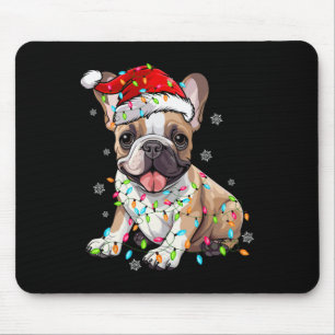 Französischer Bulldog Dog Tree Weihnachtslicht Wei Mousepad