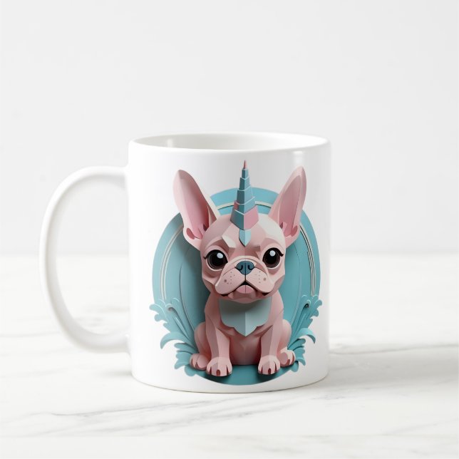 Französischer Bulldog Einhorn Pastel Papier schnei Kaffeetasse (Links)