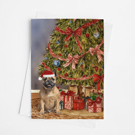 Französischer Bulldog - Fawn Watercolor Weihnachts Karte