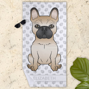 Französischer Bulldog / französischer Cartoon Dog Strandtuch
