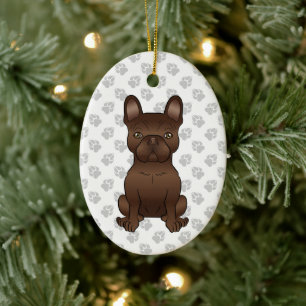 Französischer Bulldog / französischer Hund und Tex Keramik Ornament