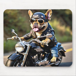 Französischer Bulldog "Frenchie" auf der Motorrad- Mousepad