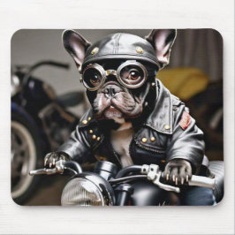 Französischer Bulldog "Frenchie" auf der Motorrad- Mousepad