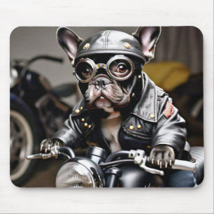 Französischer Bulldog "Frenchie" auf der Motorrad- Mousepad