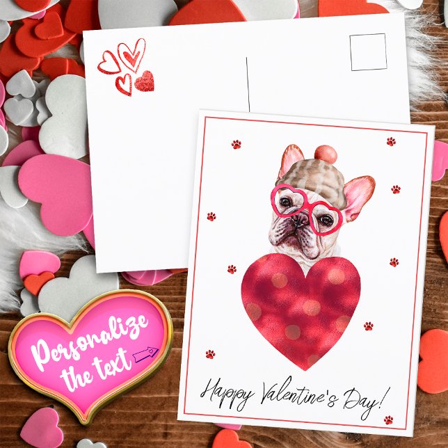 Französischer Bulldog Frenchie Valentine's Day-Ges Postkarte (Von Creator hochgeladen)
