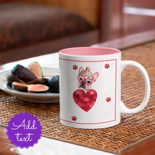Französischer Bulldog Frenchie Valentine's Day-Ges Zweifarbige Tasse (Von Creator hochgeladen)