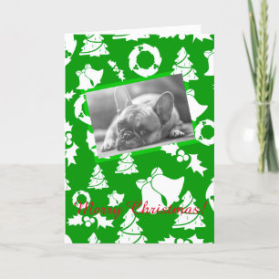 Französischer Bulldog Frohe Weihnachtsbaum Wreath Feiertagskarte