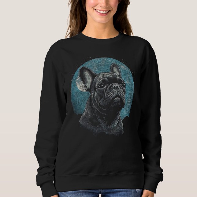Französischer Bulldog Full Moon Grafik für Hundefr Sweatshirt (Vorderseite)