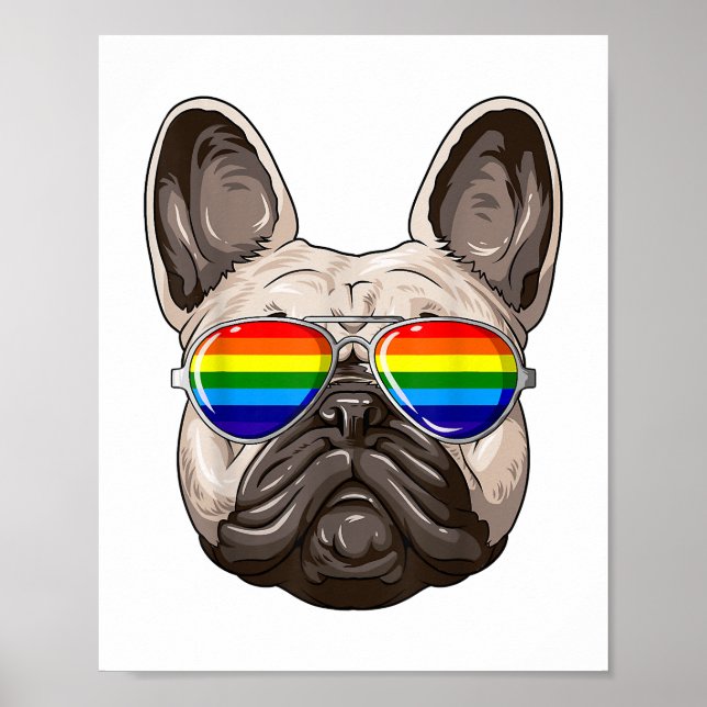 Französischer Bulldog-Gay Pride-Flag LGBT Rainbow  Poster (Vorne)