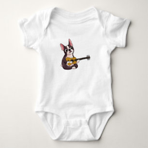 Französischer Bulldog Gitarre spielen Funny Guitar Baby Strampler