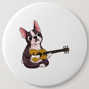 Französischer Bulldog Gitarre spielen Funny Guitar Button