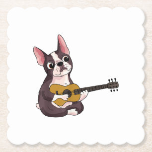 Französischer Bulldog Gitarre spielen Funny Guitar Untersetzer