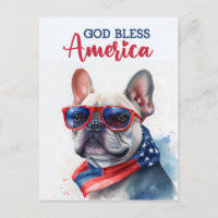 Französischer Bulldog, Gott segne Amerika Postkart