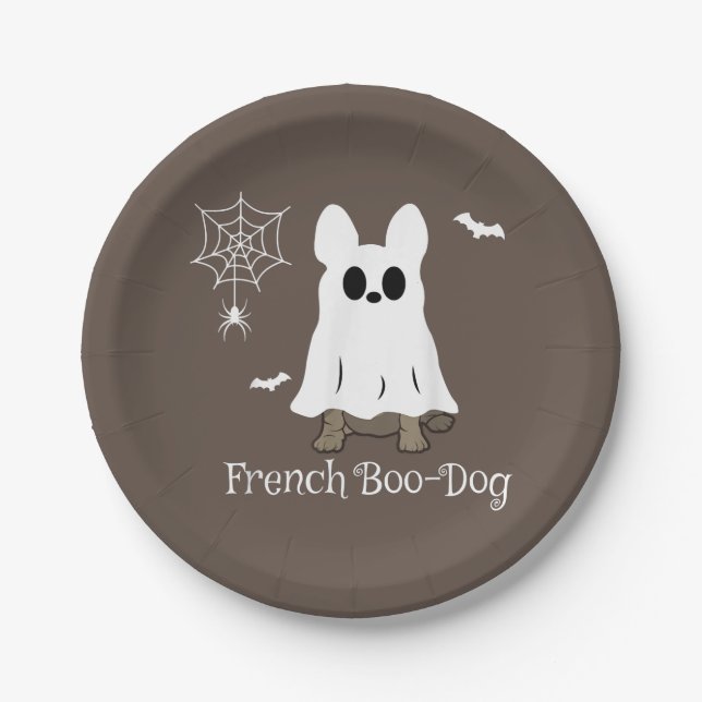 Französischer Bulldog Halloween-Boo-Dog-Geschenk Pappteller (Vorderseite)