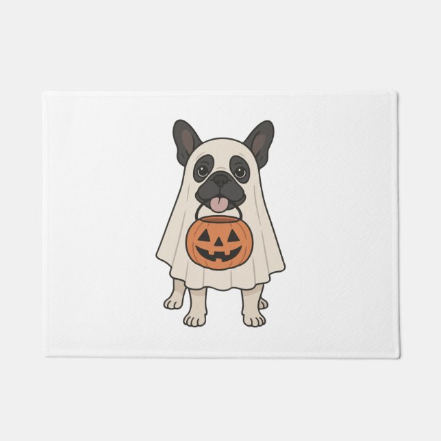Französischer Bulldog Halloween-Hund Ghost Fußmatte (Vorderseite)