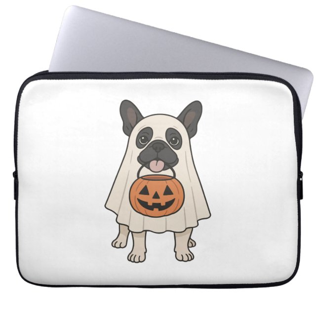 Französischer Bulldog Halloween-Hund Ghost Laptopschutzhülle (Vorderseite)