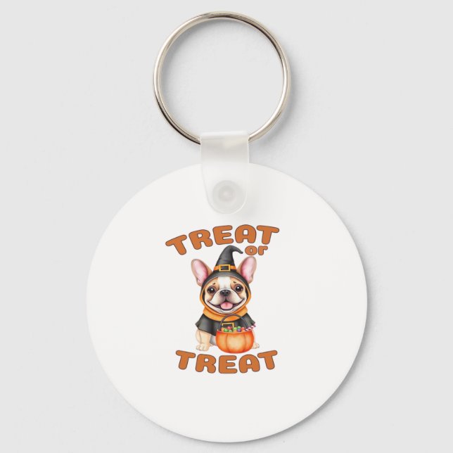 Französischer Bulldog Halloween Hund Kostüm � Leck Schlüsselanhänger (Vorderseite)