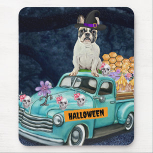 Französischer Bulldog Halloween Truck Beängstigend Mousepad