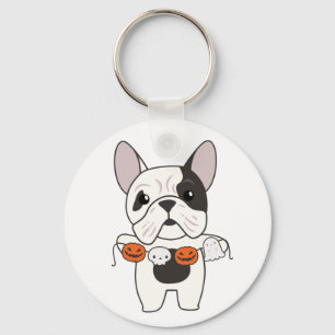 Französischer Bulldog Happy Halloween Hund Kostüm Schlüsselanhänger