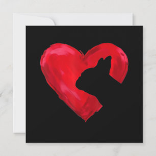 Französischer Bulldog Herz Silhouette Valentinstag Feiertagskarte