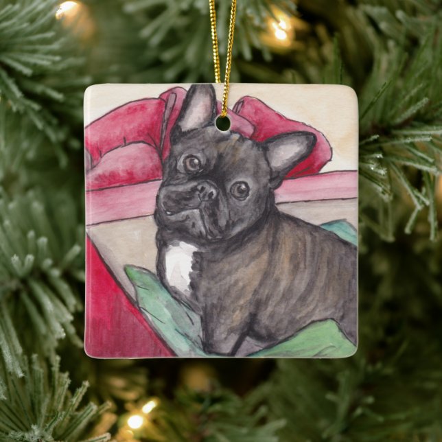 Französischer Bulldog heute Hund Art Ornament (Baum)