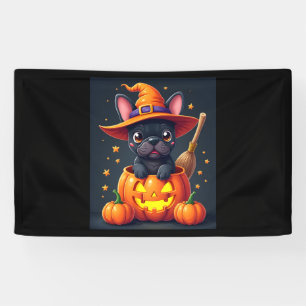 Französischer Bulldog Hexenkürbis Halloween Mens W Banner
