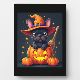 Französischer Bulldog Hexenkürbis Halloween Mens W Fotoplatte
