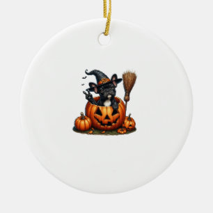 Französischer Bulldog Hexenkürbis Halloween Mens W Keramik Ornament